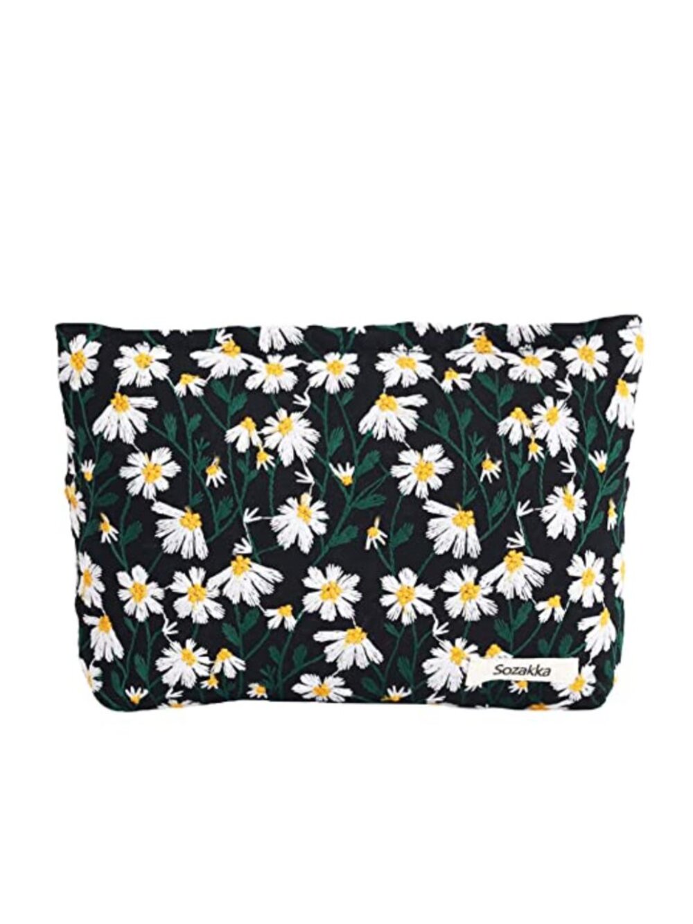 Large Floral Cosmetic Bag Water Resistant Nylon Makeup Pouch Travel Toiletry